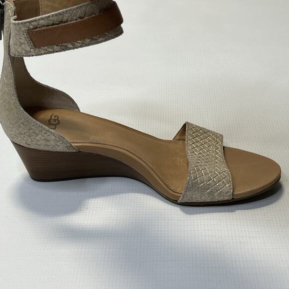 UGG Cream and Tan Wedge Sandals - Picture 5 of 14